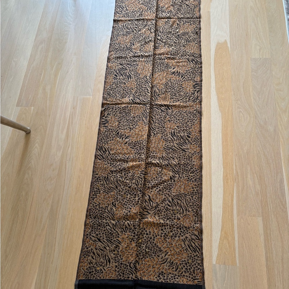 Essentials Animal Print Scarf - Black and Brown studded. Perfect new or like new